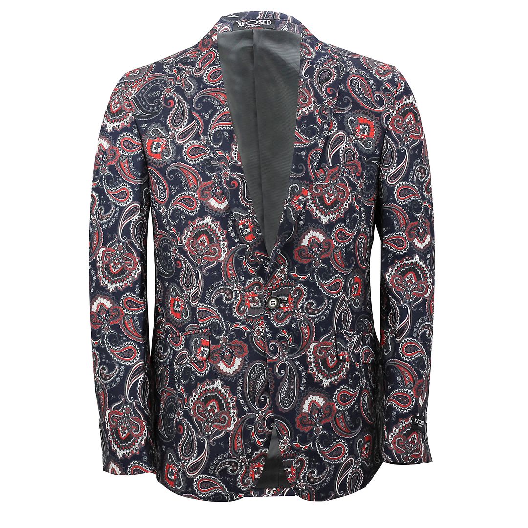 Mens Vintage Paisley Print Smart Casual Blazer Slim Fitted Italian ...